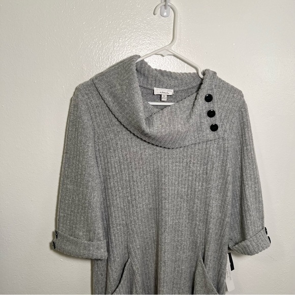 Signature by Robbie Bee Light Gray Cowl Neck Midi Dress - Picture 5 of 16